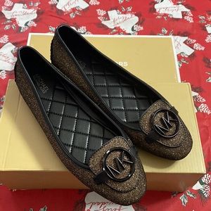 Michael Kors Lillie Moc Glitter Chain Mesh 6.5 Womens flats